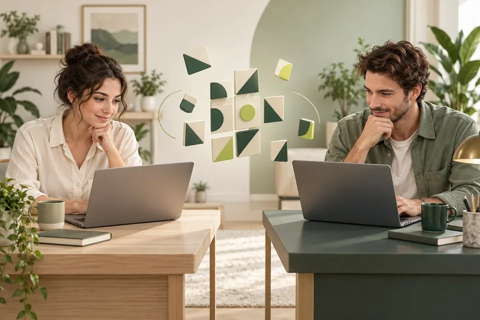 Two people taking a reasoning challenge on their laptops